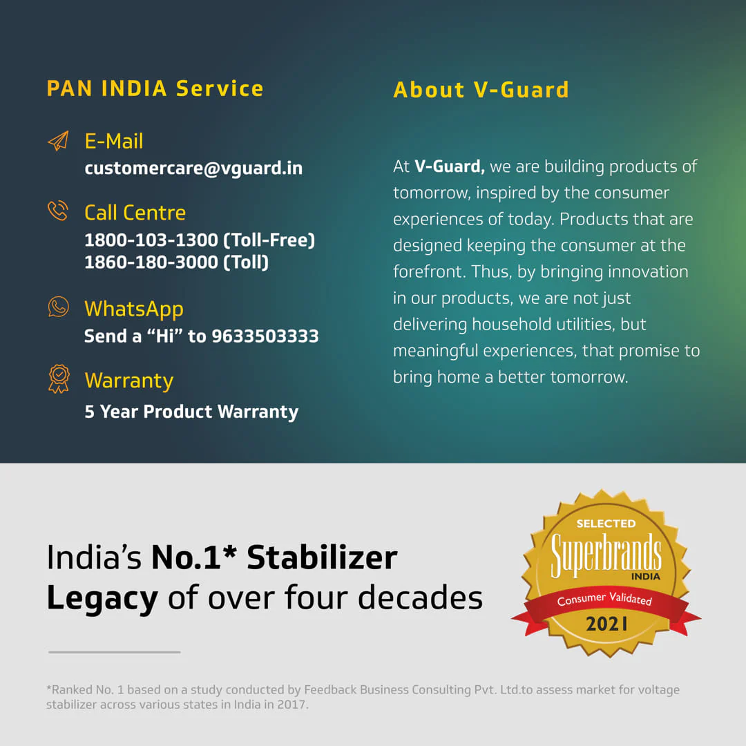 VGSD 100 Supreme Refrigerator Stabilizer for Single or Double Door Refrigerator Between 300 to 600 Litre/One Deep Freezer - Image 6