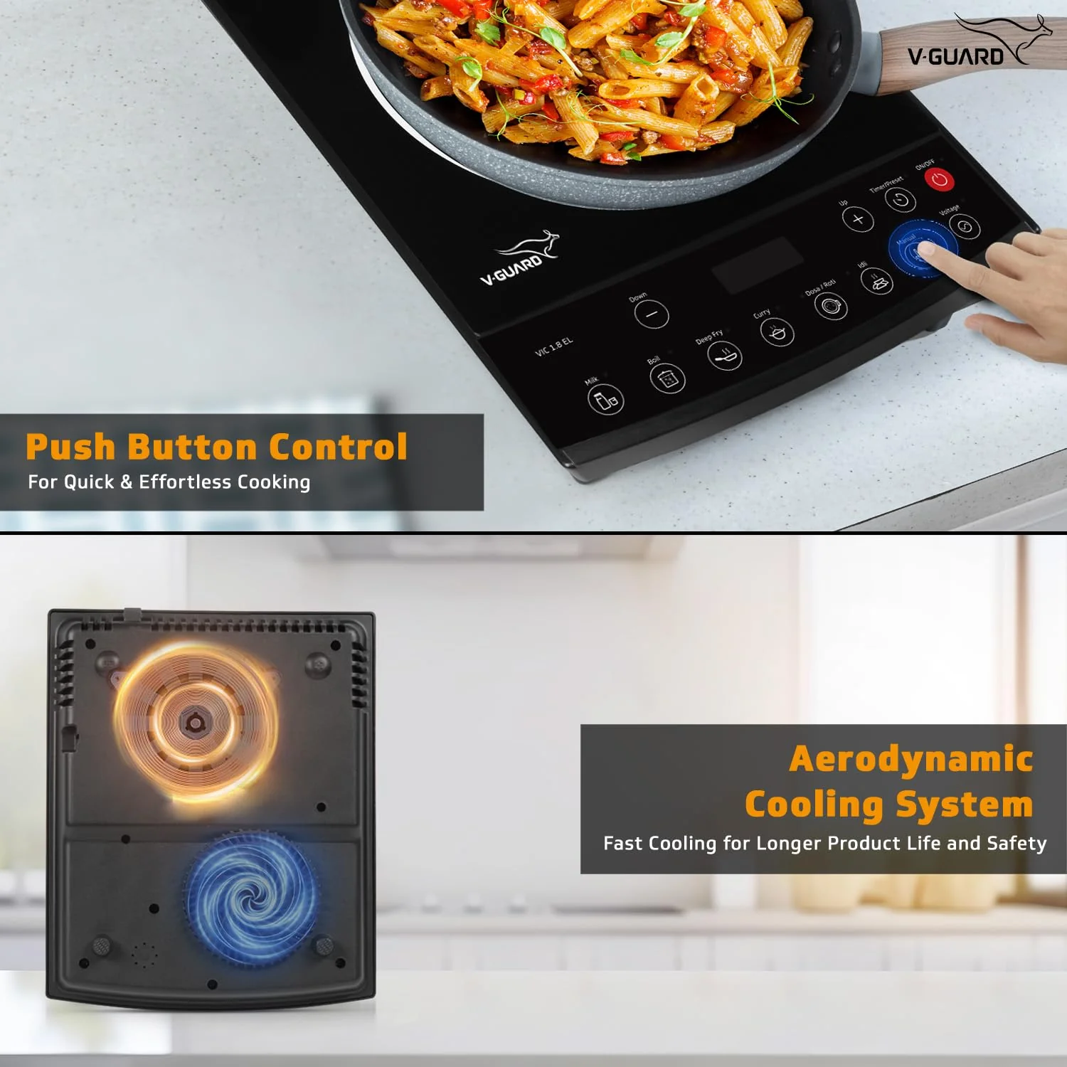 VIC 1.8 EL Induction Cooktop / 1800 Watt Electric Induction stove with 8 Power Levels |Temperature Control | Push button| Auto-cutoff | Elegant Crystal Glass Matte Finish | Fast Cooking - Image 7