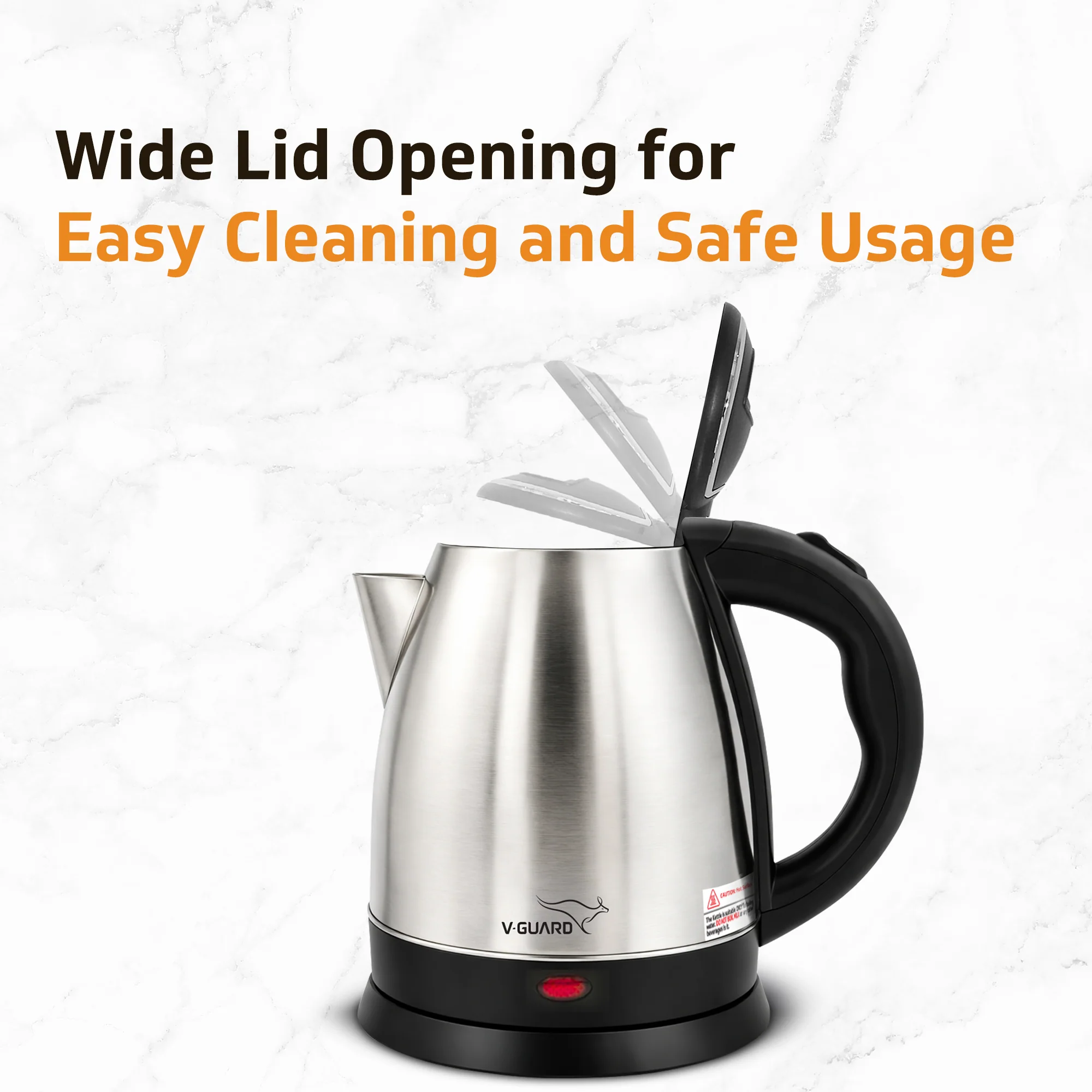 VKS15 Electric Kettle for hot water | 1.5 Litre 1500 watt, Stainless Steel Hot water kettle | Power Indicator | Auto cut-off - Image 6