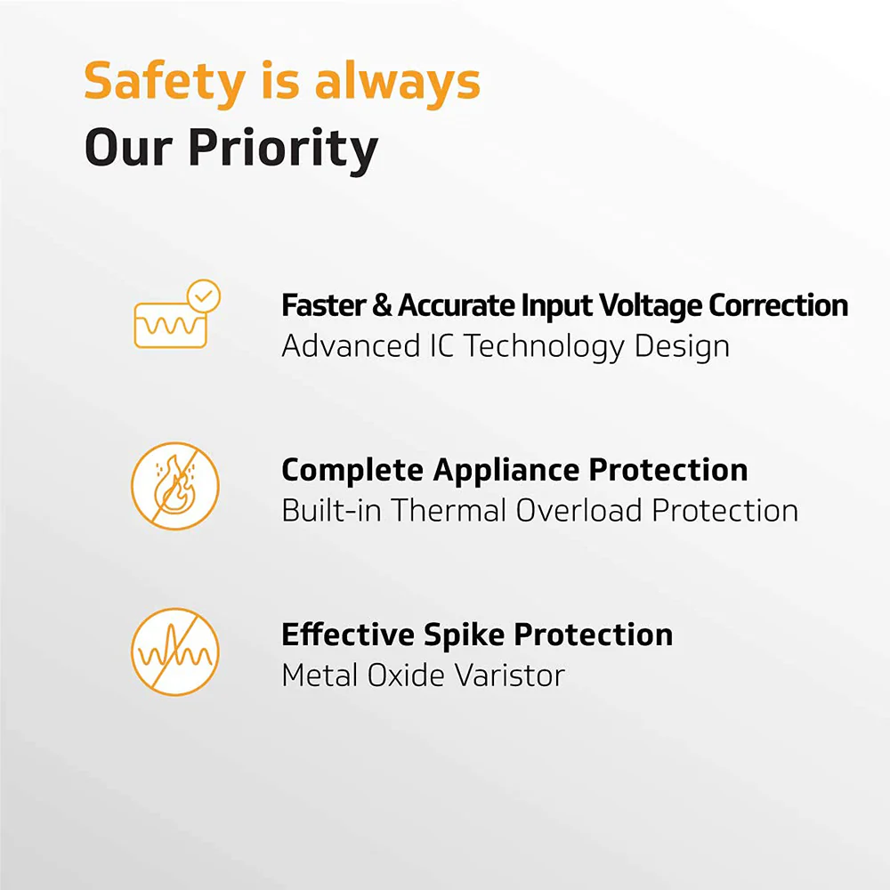 V-Guard Voltino Grand TV Stabilizer | Applicable for Smart TVs up to 203 cm (80)+Set Top Box,Home Theatre/Gaming Console | 4 Ampere Capacity | Black - Image 4