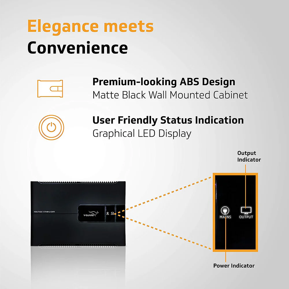 V-Guard Voltino Grand TV Stabilizer | Applicable for Smart TVs up to 203 cm (80)+Set Top Box,Home Theatre/Gaming Console | 4 Ampere Capacity | Black - Image 5