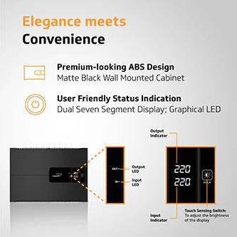 V-Guard Voltino Grand Digi Plus TV Stabilizer | Applicable for Smart TVs up to 203 cm (80)+Set Top Box,Home Theatre/Gaming Console | 4 Ampere Capacity | Dual Digital Display | Black - Image 5