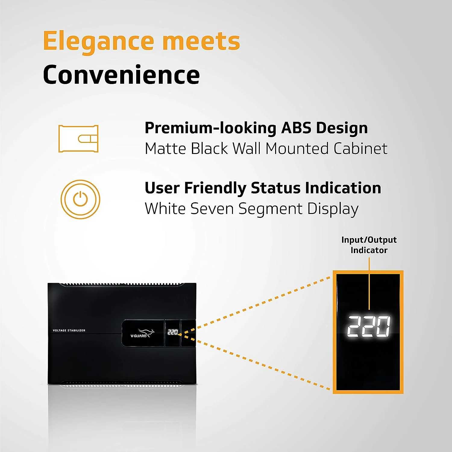 V-Guard Voltino Max Digi TV Stabilizer | Applicable for Smart TVs up to 140 cm (55)+Set Top Box,Home Theatre/Gaming Console | 3 Ampere Capacity | Seven Segment Digital Display | Black - Image 5