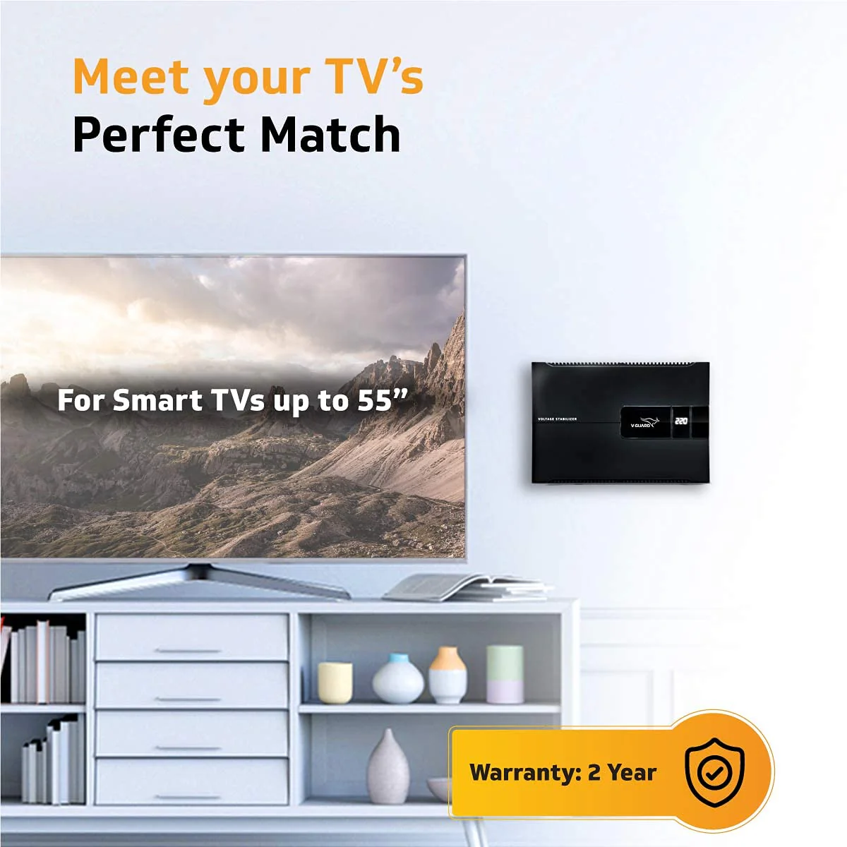 V-Guard Voltino Max Digi TV Stabilizer | Applicable for Smart TVs up to 140 cm (55)+Set Top Box,Home Theatre/Gaming Console | 3 Ampere Capacity | Seven Segment Digital Display | Black - Image 6