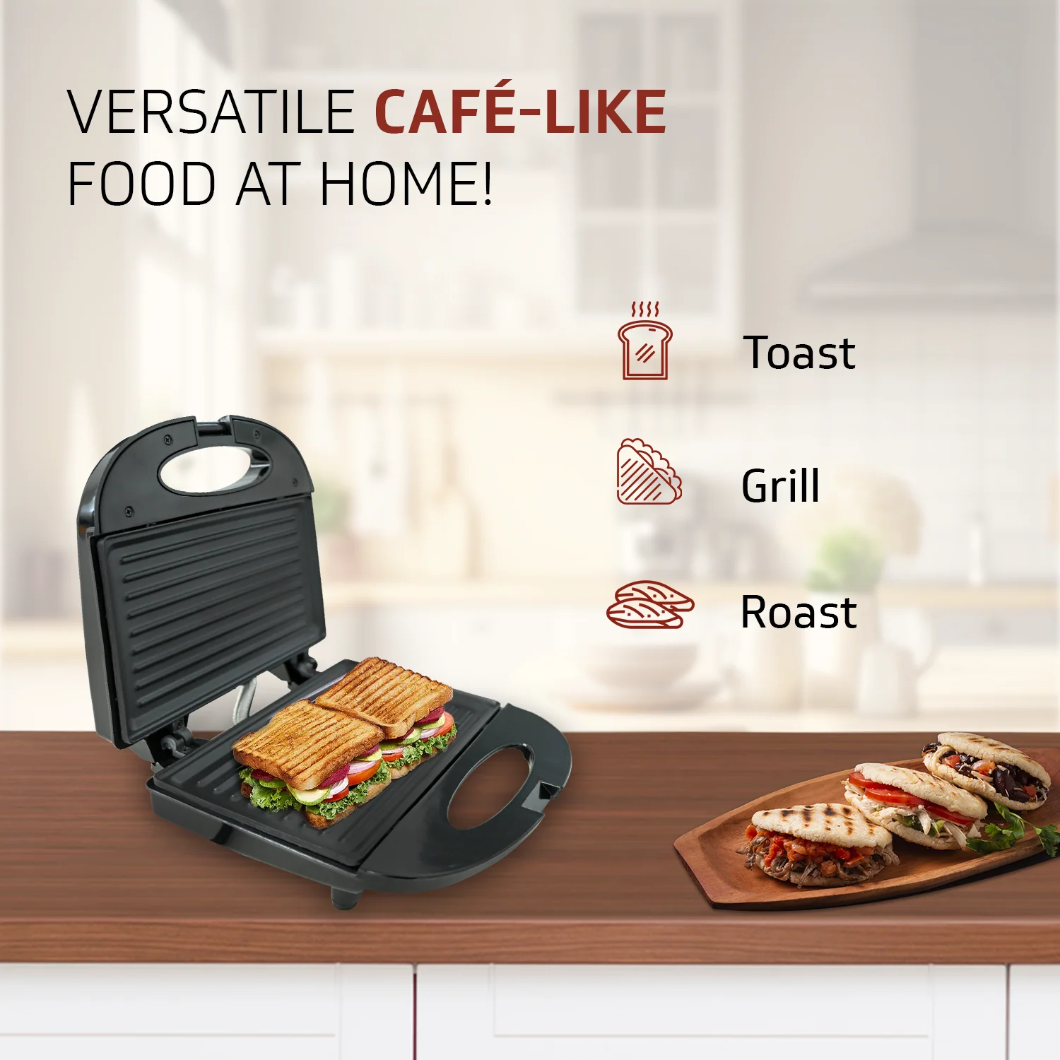 VSG80 2 Slice Grill Sandwich Maker | Fixed Non-Stick Grill Plates with Powerful 800 Watt Heating Rods |Easy to Clean Non-Stick Greblon Coating | 1 Year Warranty - Image 6