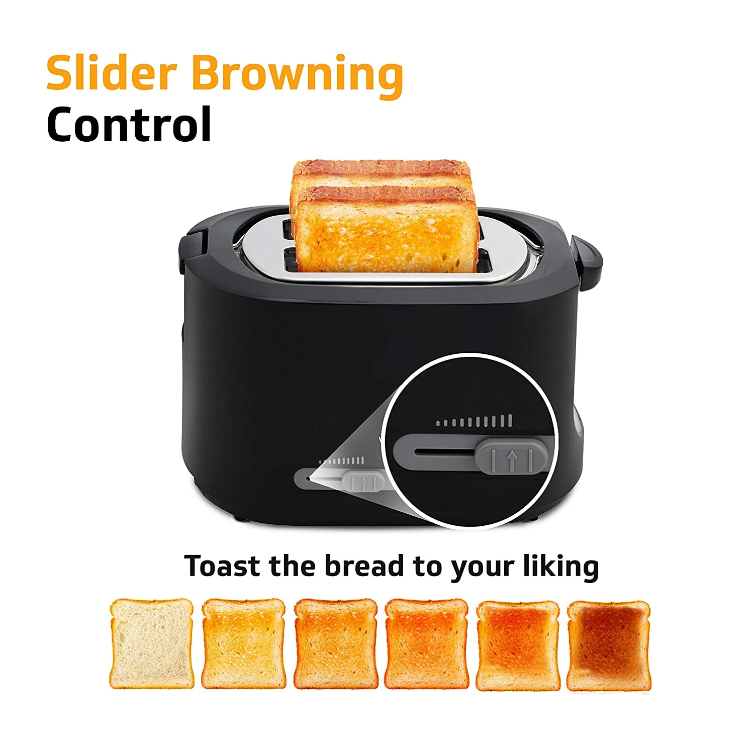 VT230 850 Watt 2-Slice Automatic Pop-Up Toaster with Bun Warmer, Variable Browning Levels and Defrost & Reheat Functions - Image 3